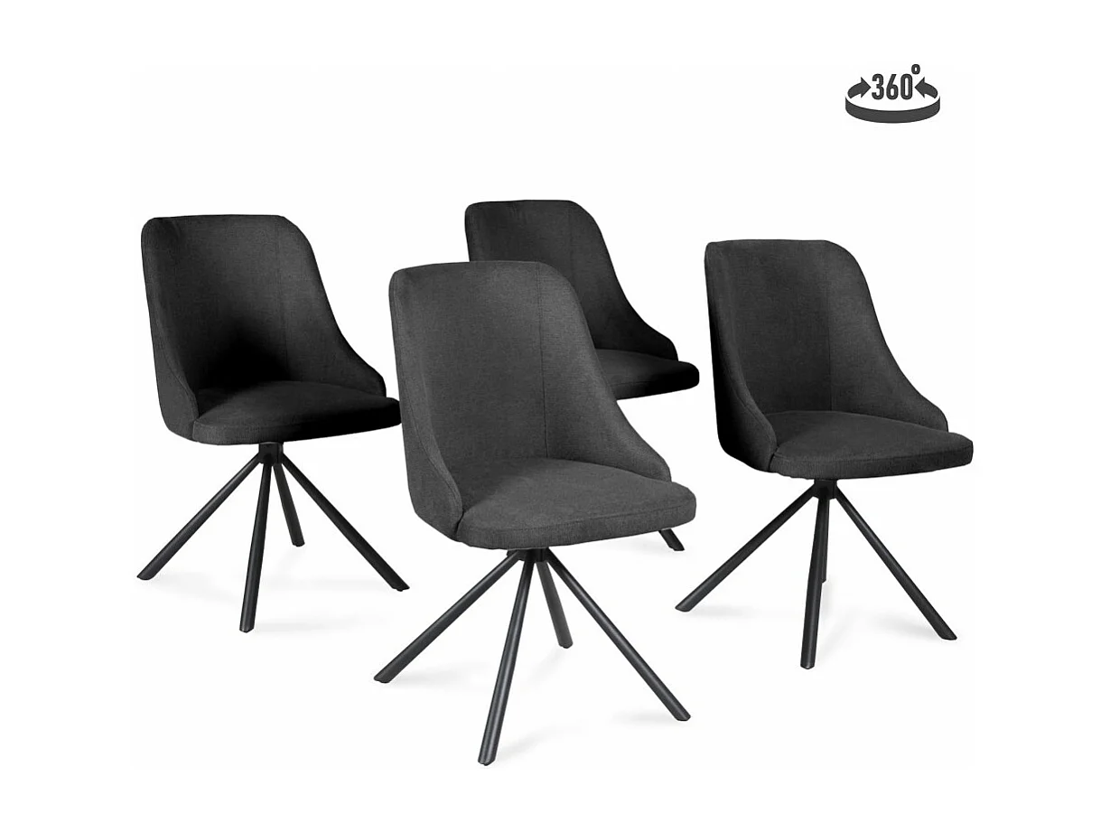 Lot de 4 chaises pivotantes HORIZON / Gris foncé