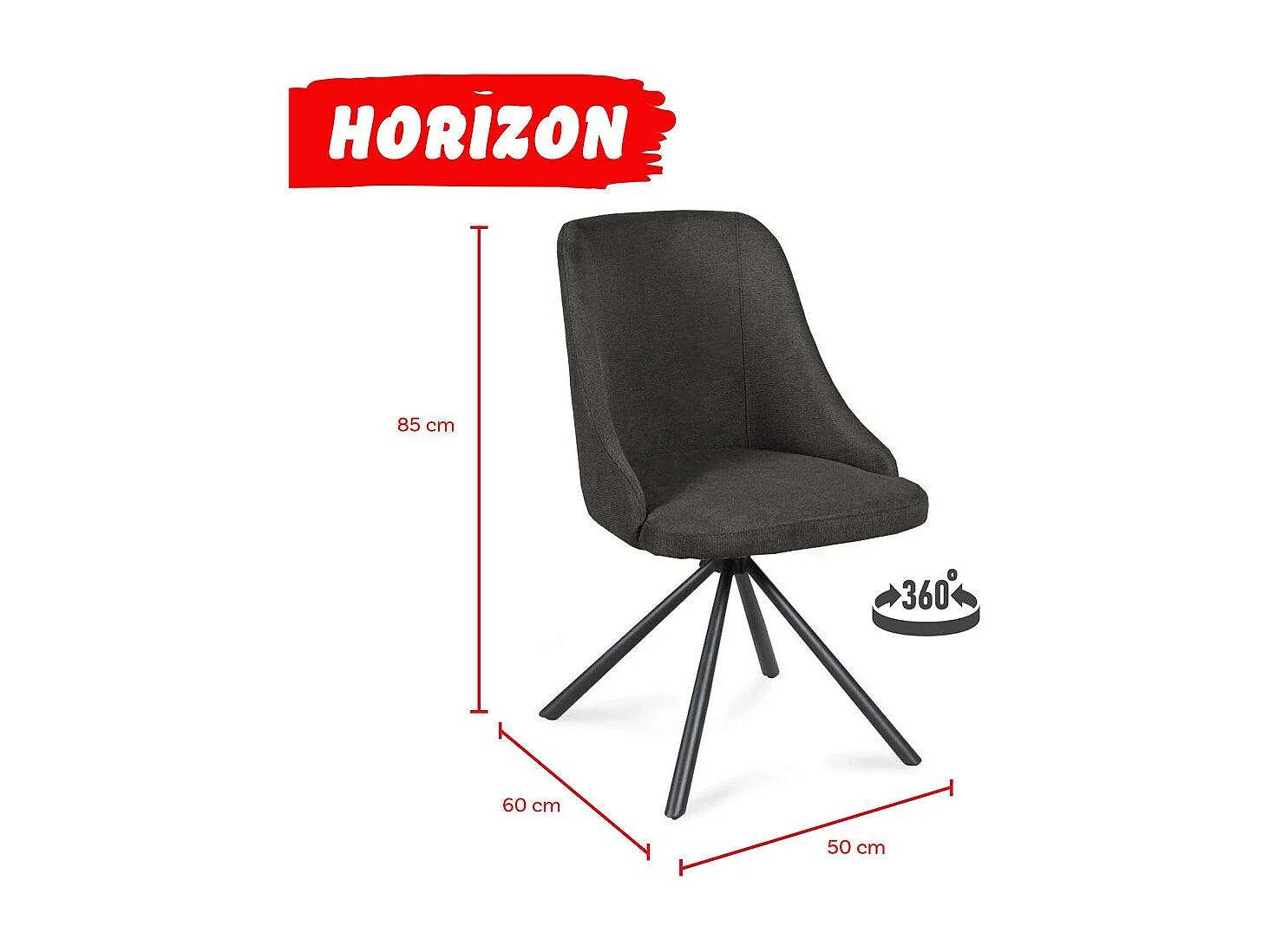 Lot de 4 chaises pivotantes HORIZON / Gris foncé