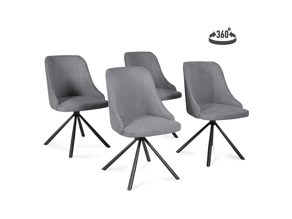 Lot de 4 chaises pivotantes HORIZON / Gris clair