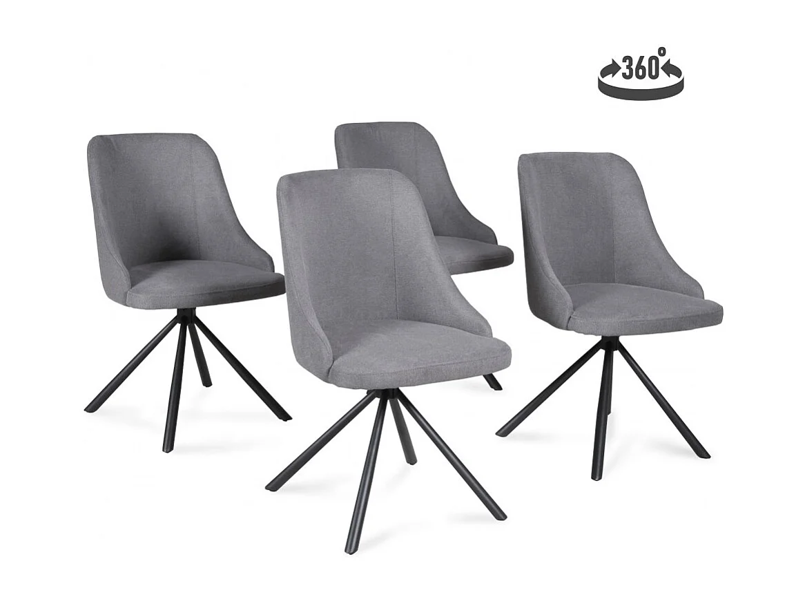 Lot de 4 chaises pivotantes HORIZON / Gris clair