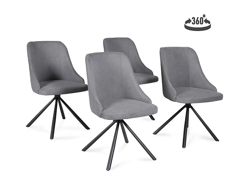 Lot de 4 chaises pivotantes HORIZON / Gris clair