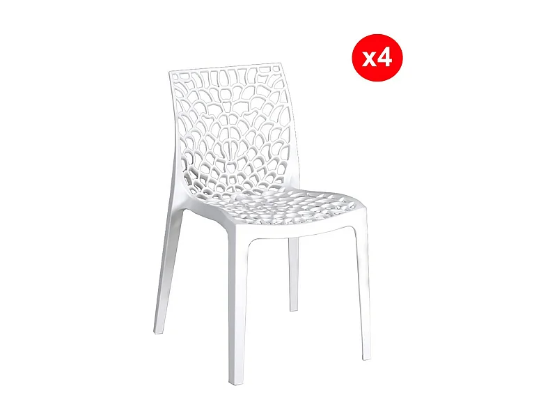 Lot de 4 chaises empilables TELA / Blanc