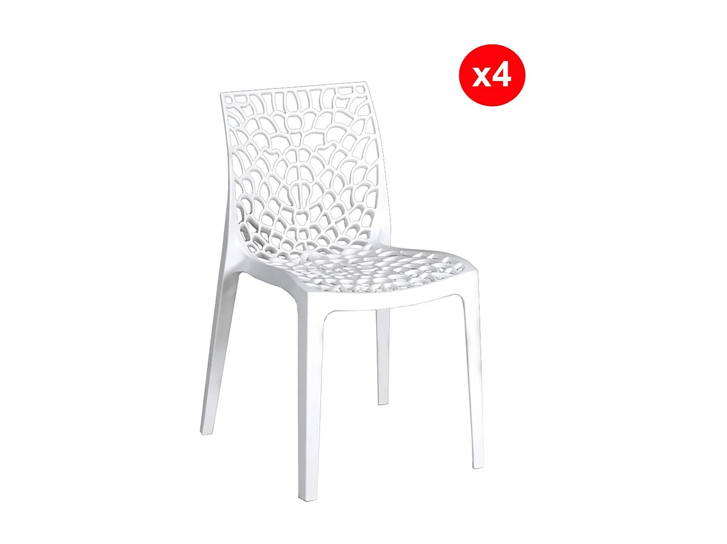 Lot de 4 chaises empilables TELA / Blanc