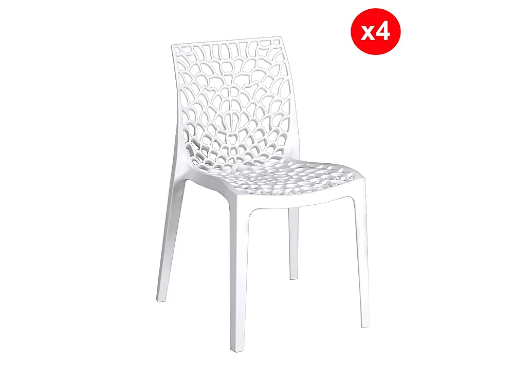 Lot de 4 chaises empilables TELA / Blanc