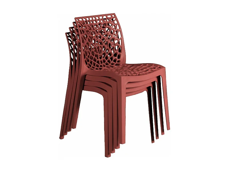 Lot de 4 chaises empilables TELA / Rouge