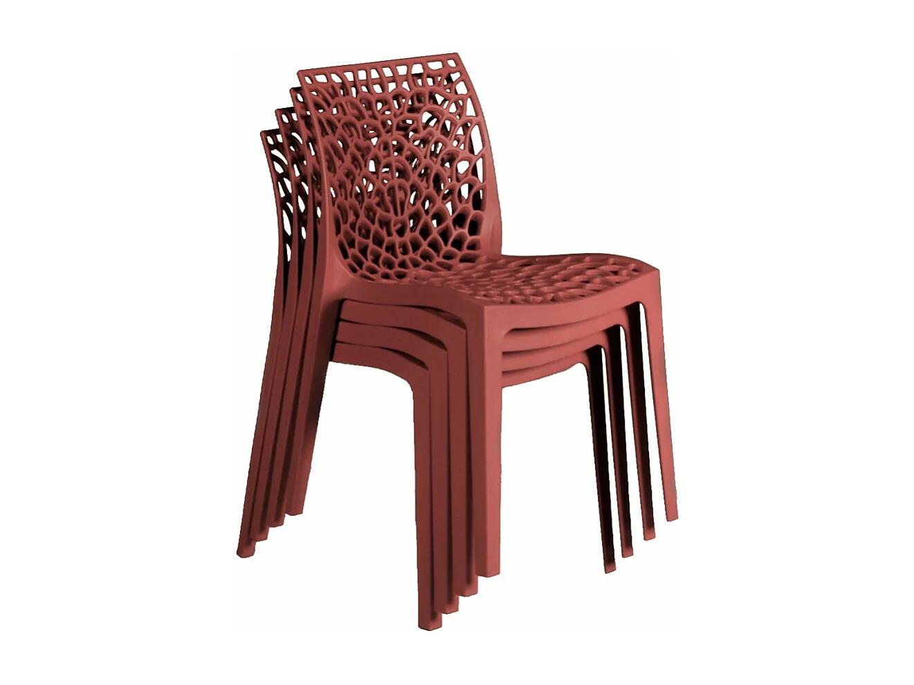 Lot de 4 chaises empilables TELA / Rouge