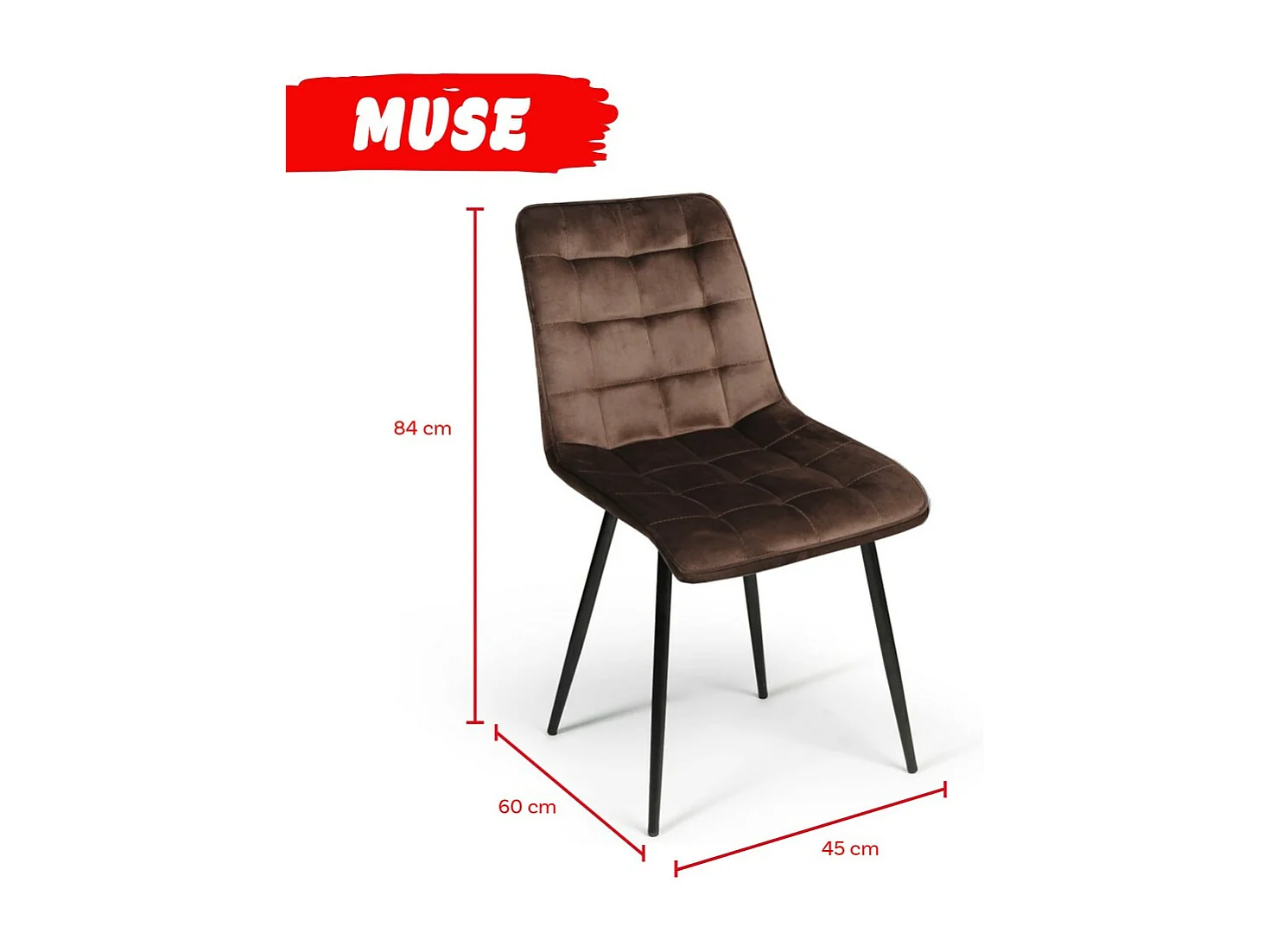 Lot de 4 chaises de salle à manger MUSE/ Marron