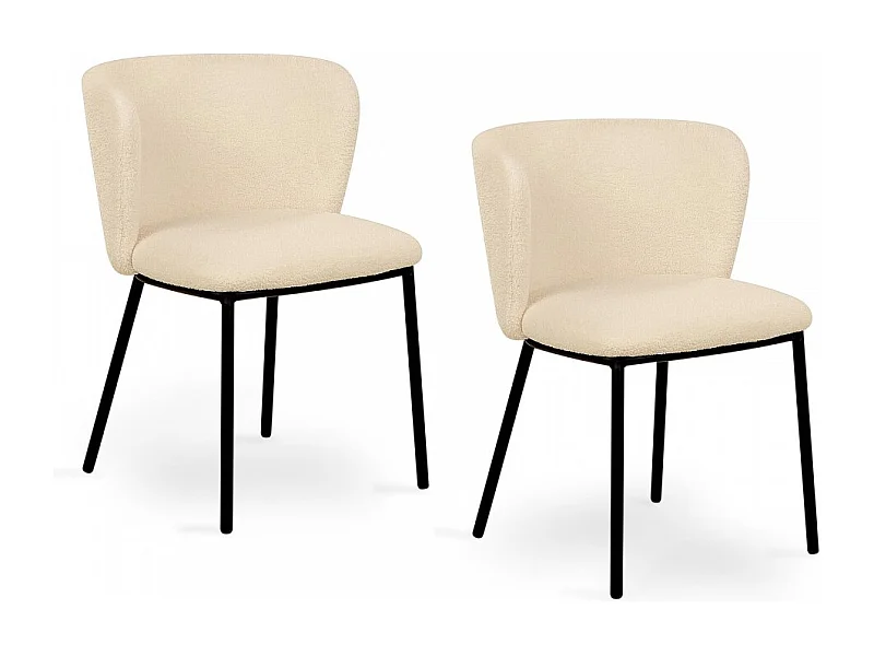Lot de 2 chaises tissu bouclettes ROMY/ Beige