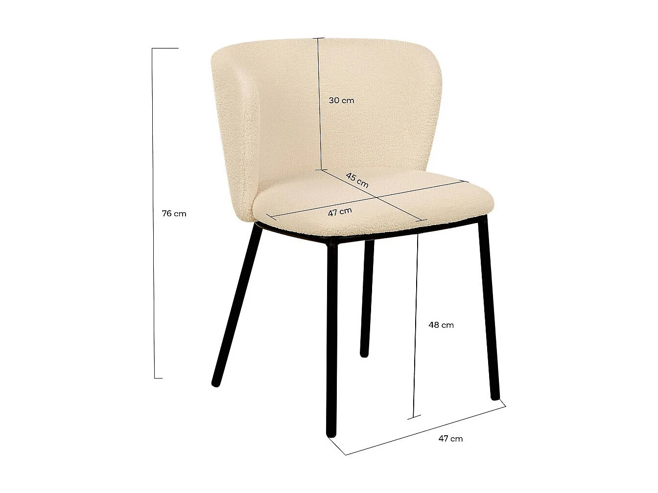 Lot de 2 chaises tissu bouclettes ROMY / Beige