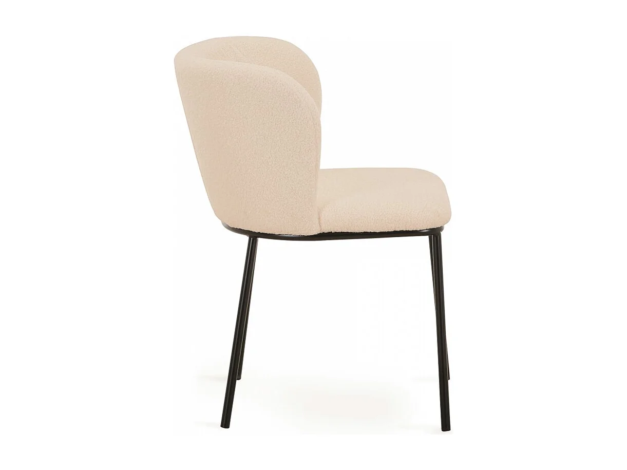 Lot de 2 chaises tissu bouclettes ROMY / Beige