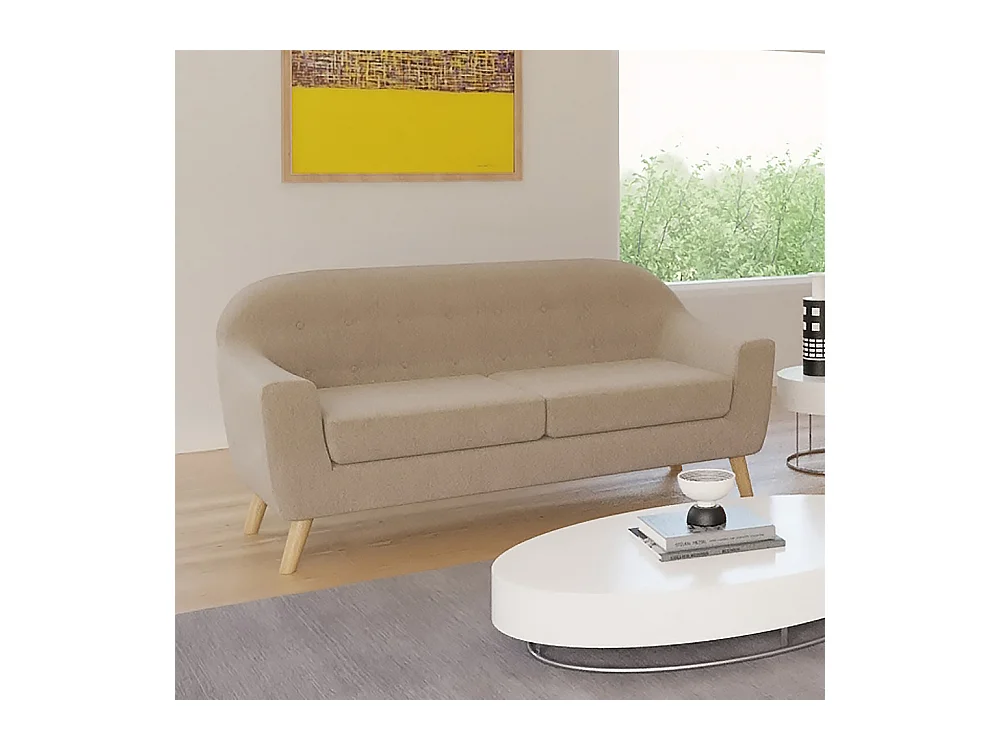 Canapé droit 3 places SUVI - Beige