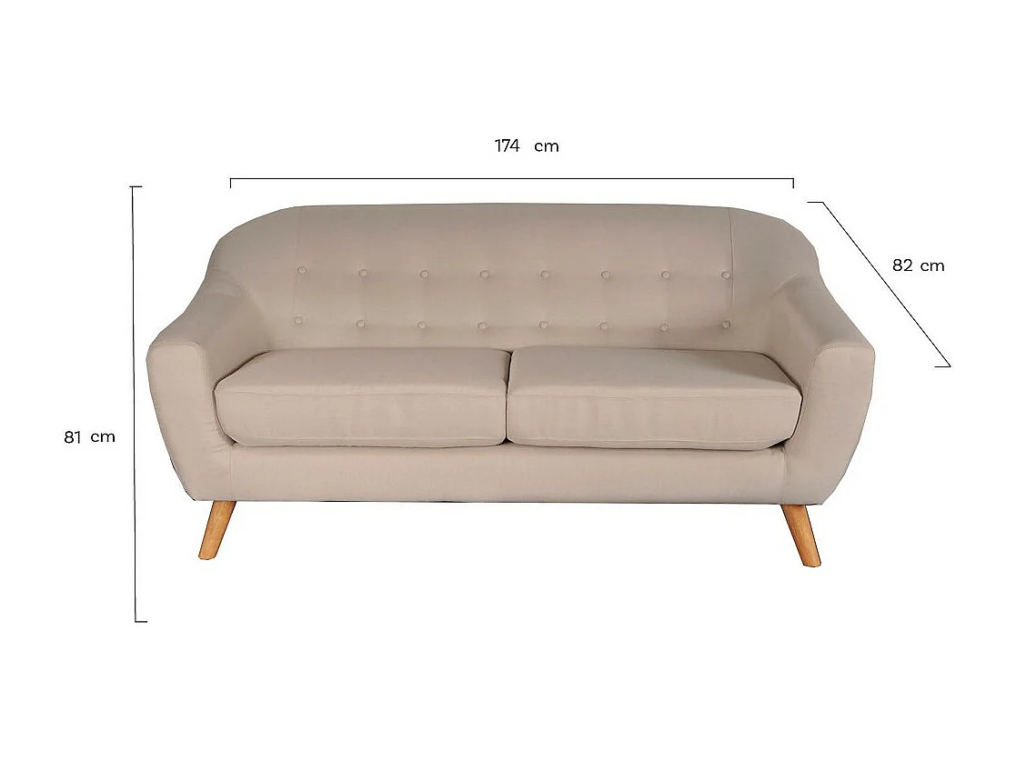 Canapé droit 3 places SUVI - Beige