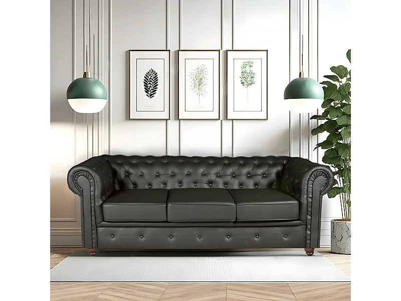 Canapé CHESTERFIELD 3 places / Noir