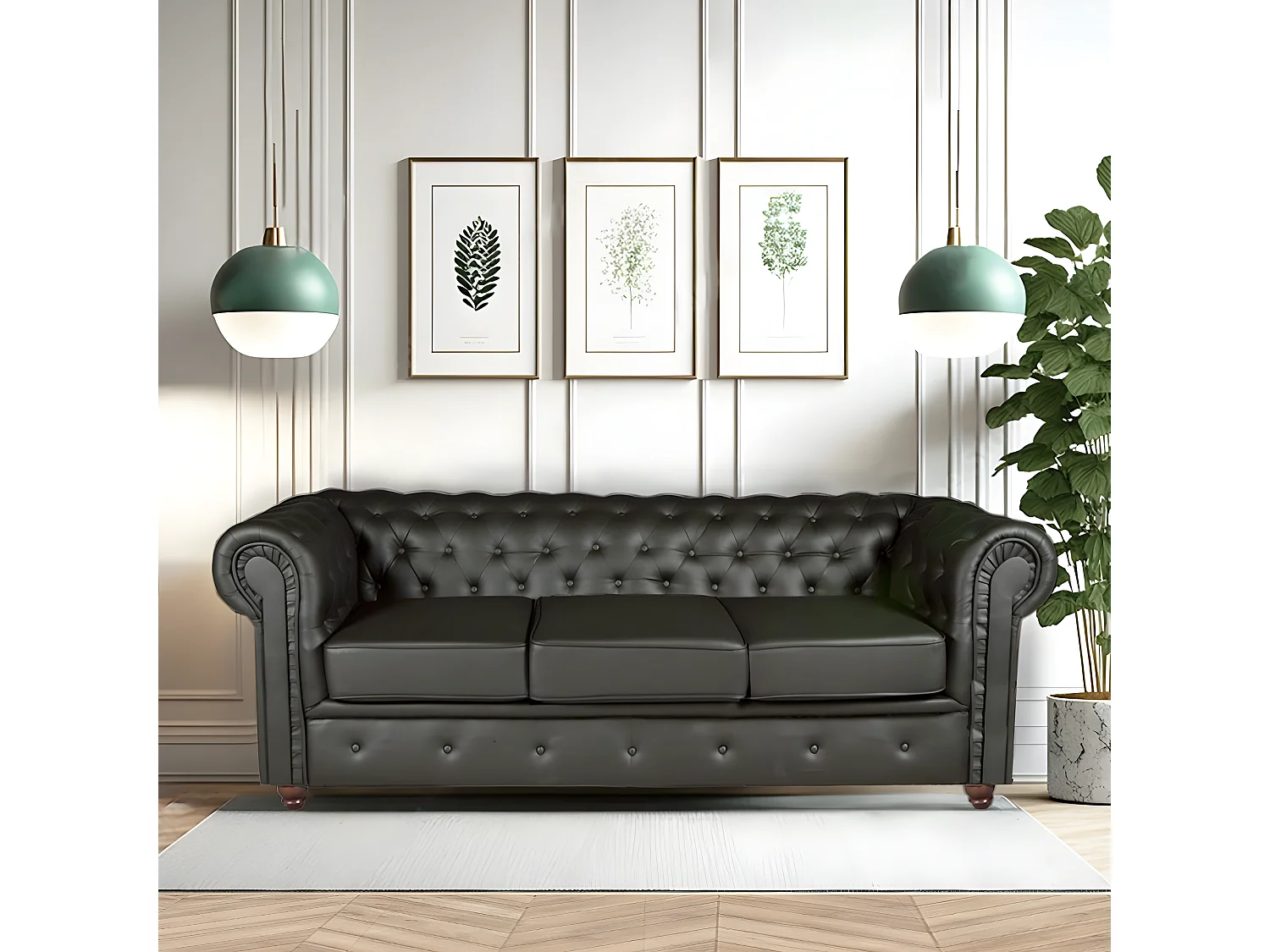 Canapé CHESTERFIELD 3 places / Noir