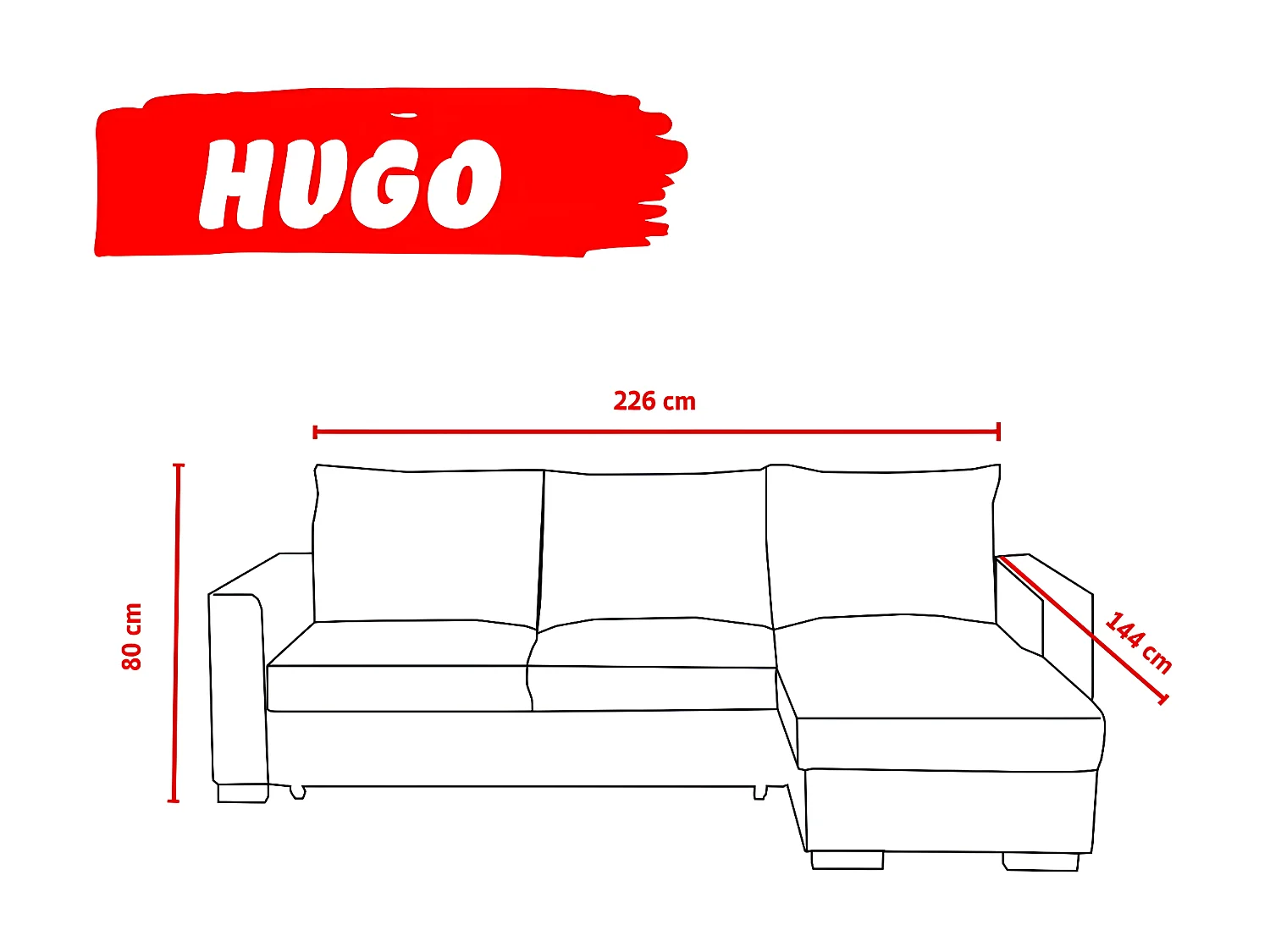 Canapé d'angle HUGO 4 places convertible réversible + coffre de rangement / Gris
