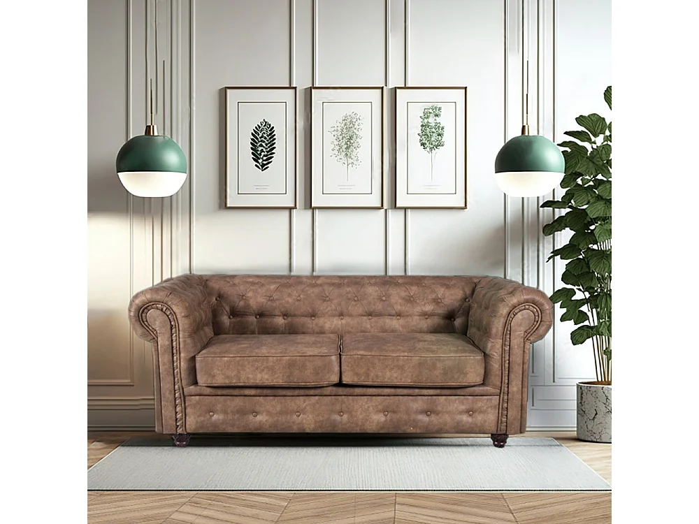 Canapé CHESTERFIELD 2 places / Marron vieilli