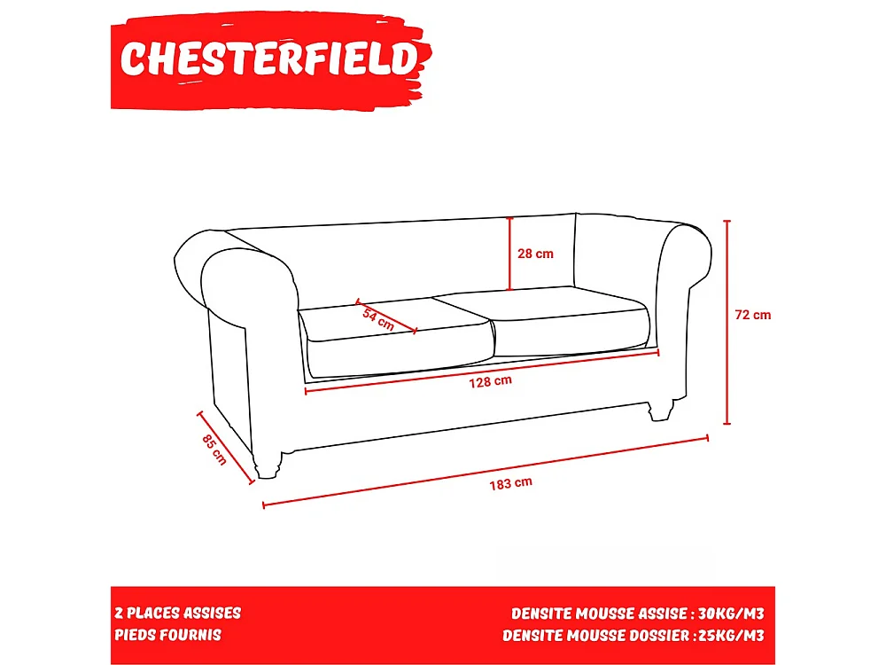Canapé CHESTERFIELD 2 places / Marron vieilli