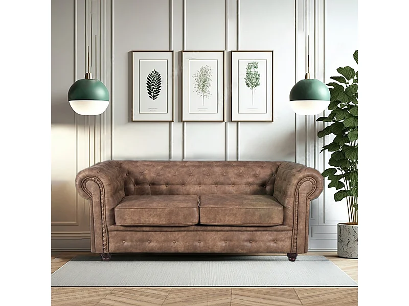 Canapé CHESTERFIELD 2 places / Marron vieilli