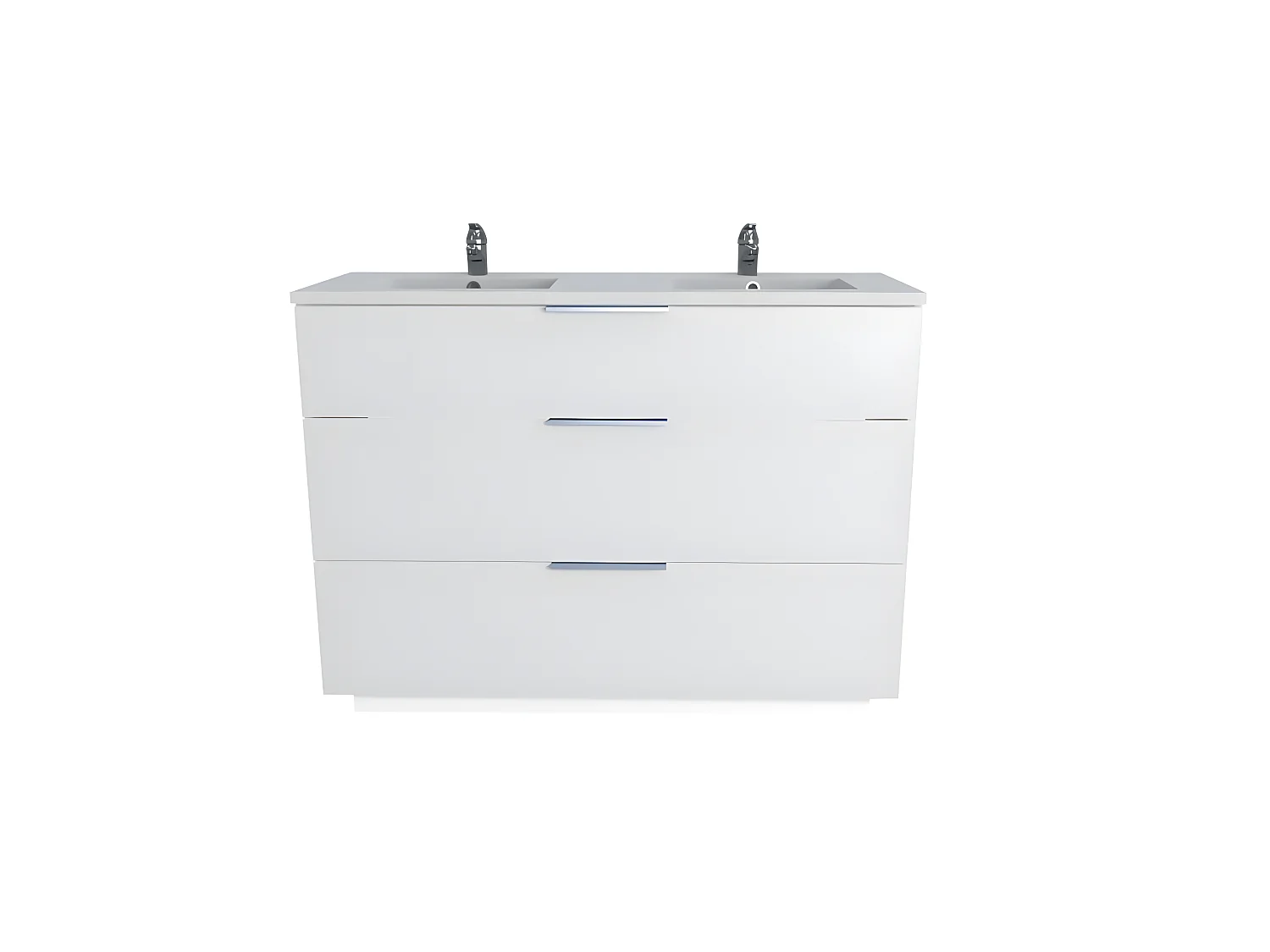 Meuble sous-vasque 3 tiroirs MARBELLA 120 cm + vasque / Blanc