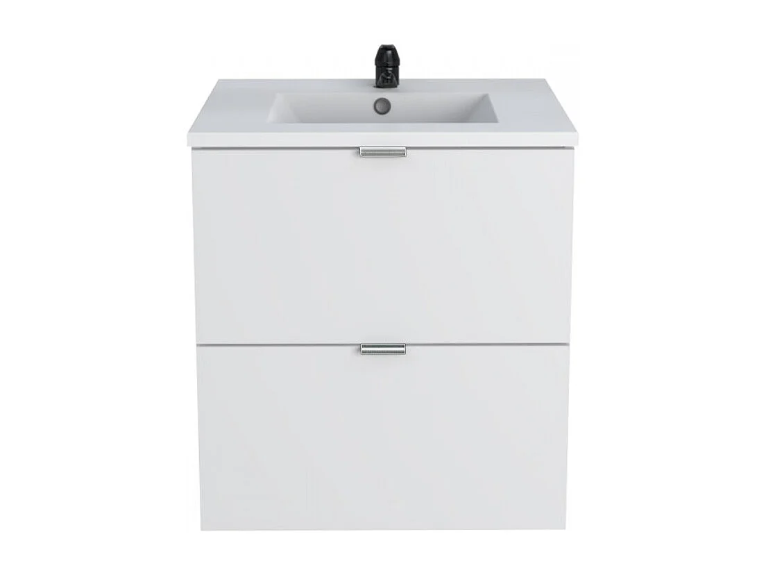 Meuble sous-vasque 2 tiroirs MALAGA  60 cm + vasque / Blanc