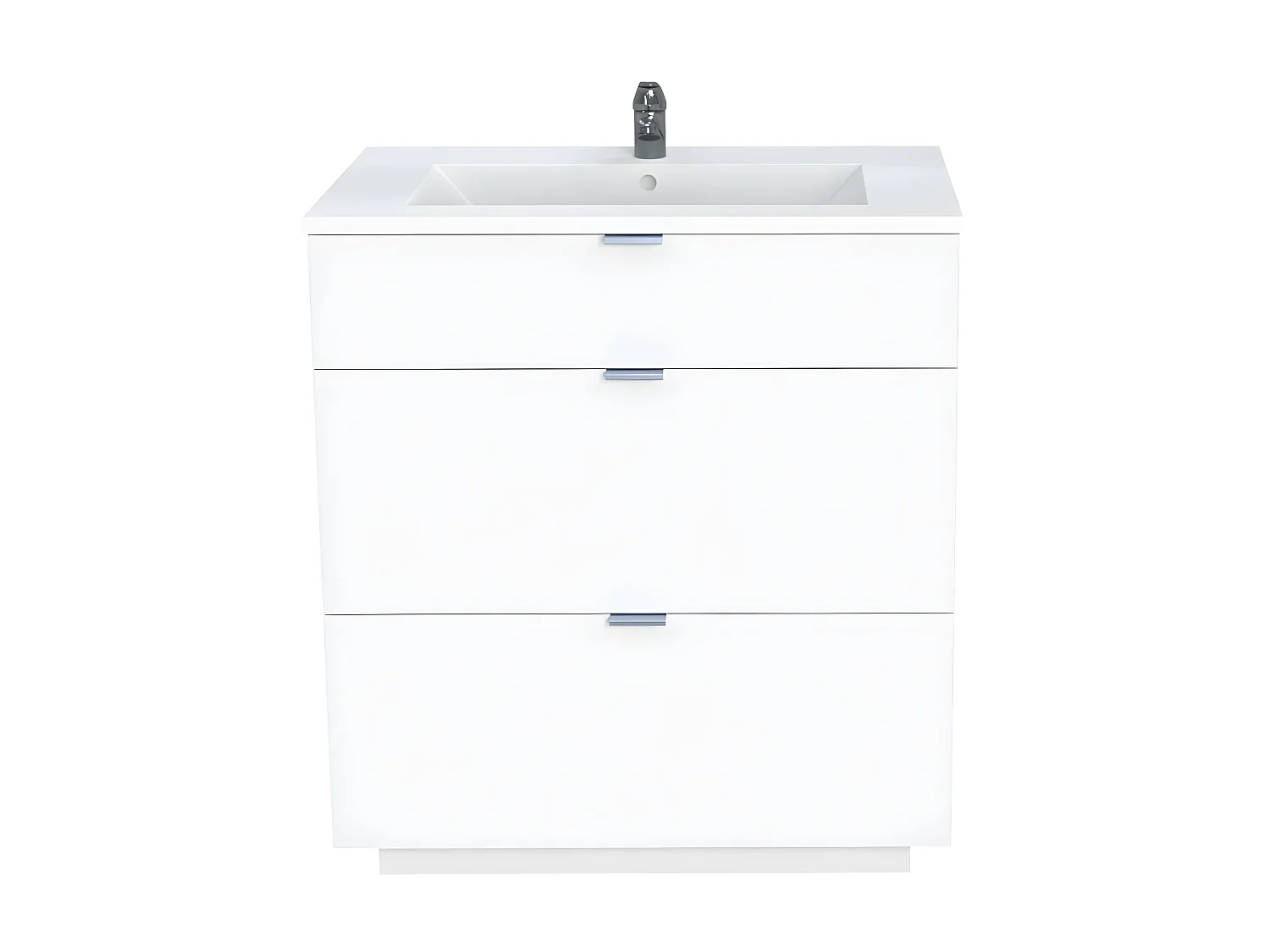 Meuble sous-vasque 3 tiroirs MARBELLA 80 cm + vasque / Blanc