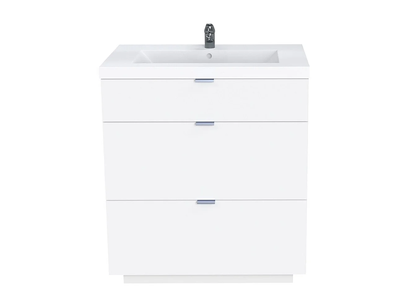Meuble sous-vasque 3 tiroirs MARBELLA 80 cm + vasque / Blanc