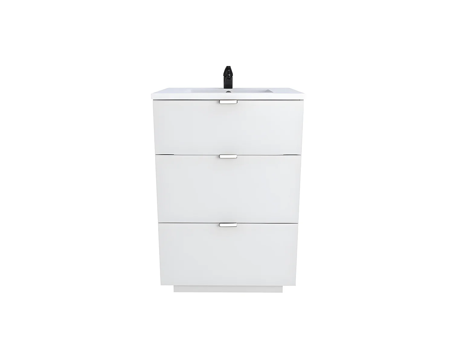 Meuble sous-vasque 3 tiroirs MARBELLA 60 cm + vasque / Blanc