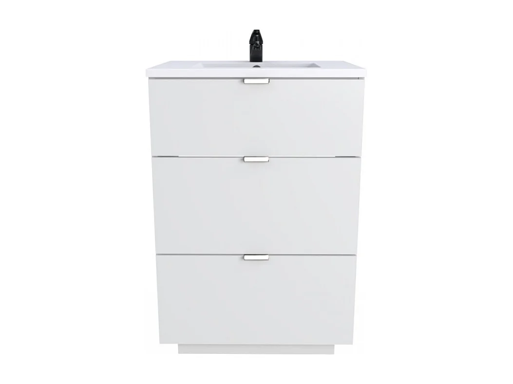 Meuble sous-vasque 3 tiroirs MARBELLA 60 cm + vasque / Blanc