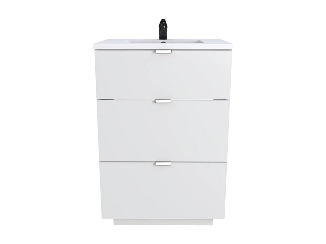 Meuble sous vasque MARBELLA 60 cm + vasque + miroir + colonne / Blanc