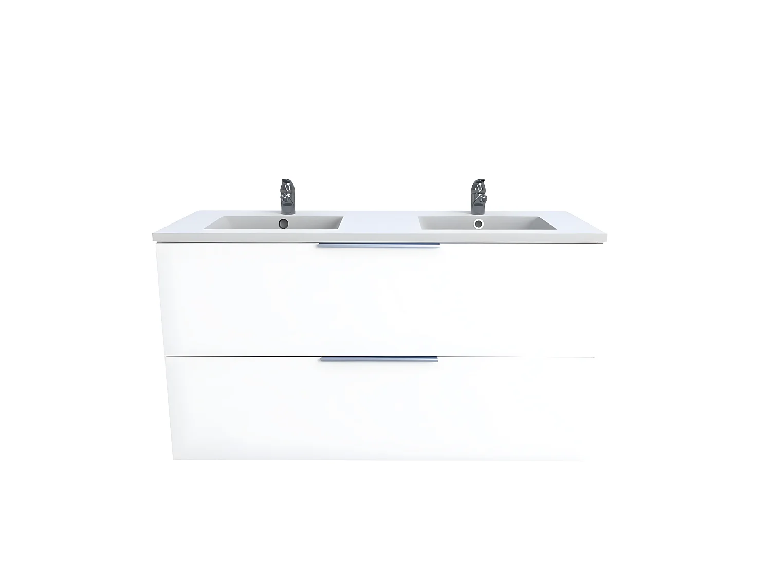 Meuble sous-vasque 2 tiroirs MALAGA 120 cm + vasque / Blanc