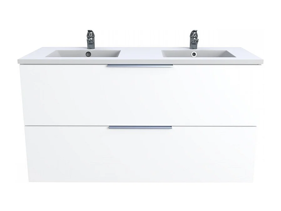 Meuble sous-vasque 2 tiroirs MALAGA 120 cm + vasque / Blanc