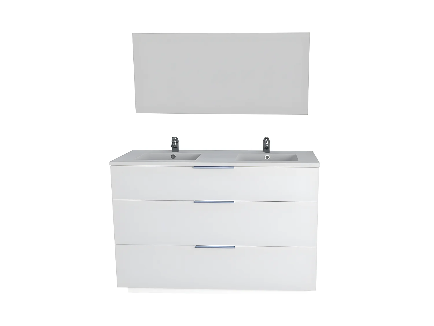 Meuble sous-vasque 3 tiroirs MARBELLA 120 cm + vasque + miroir / Blanc