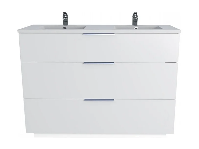 Meuble sous-vasque 3 tiroirs MARBELLA 120 cm + vasque + miroir / Blanc