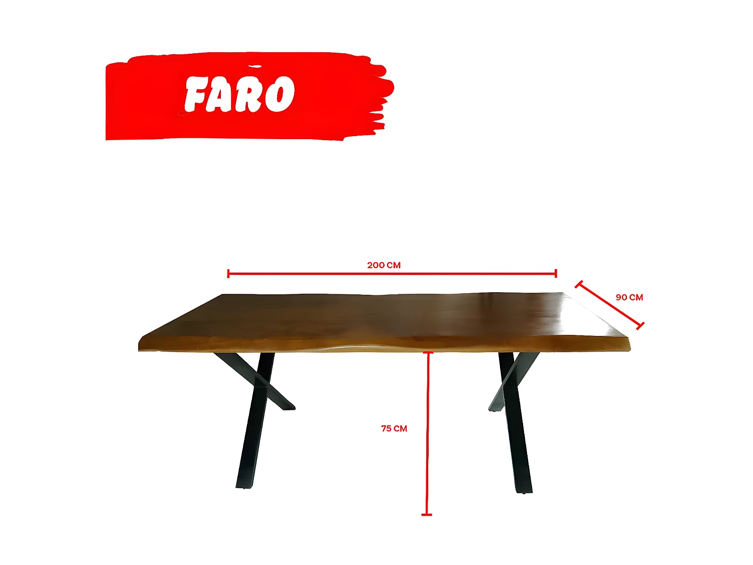Table à manger FARO 200x90cm - 10 personnes / Manguier massif