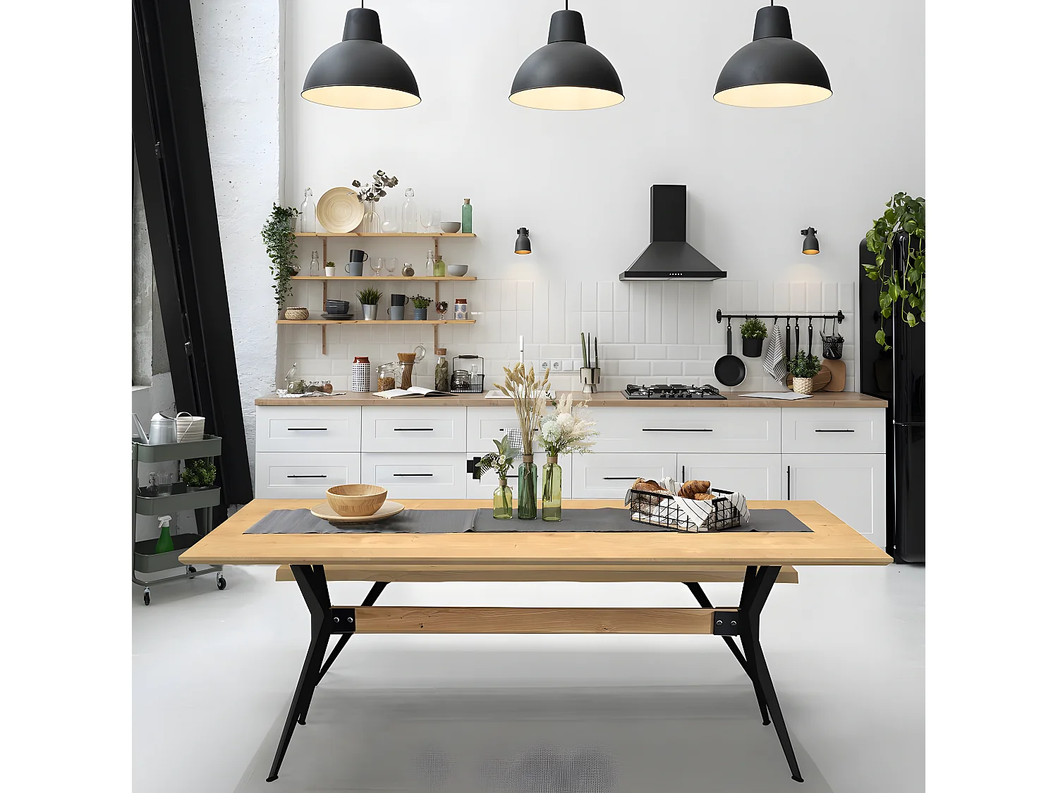 Table à manger DAVOS 200x100cm - 10 personnes / Chêne massif