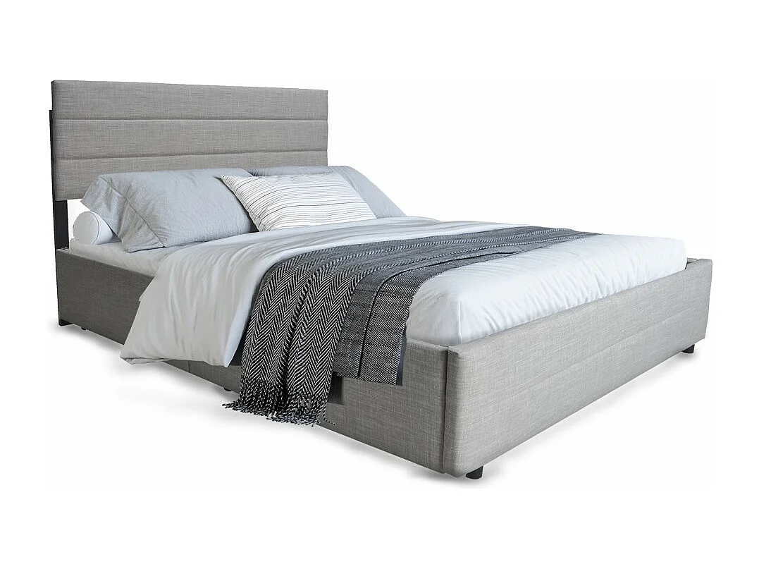 Lit PALERMO 140x200 +1 sommier+2 tiroirs+1 tiroir lit 90x190 / Gris clair