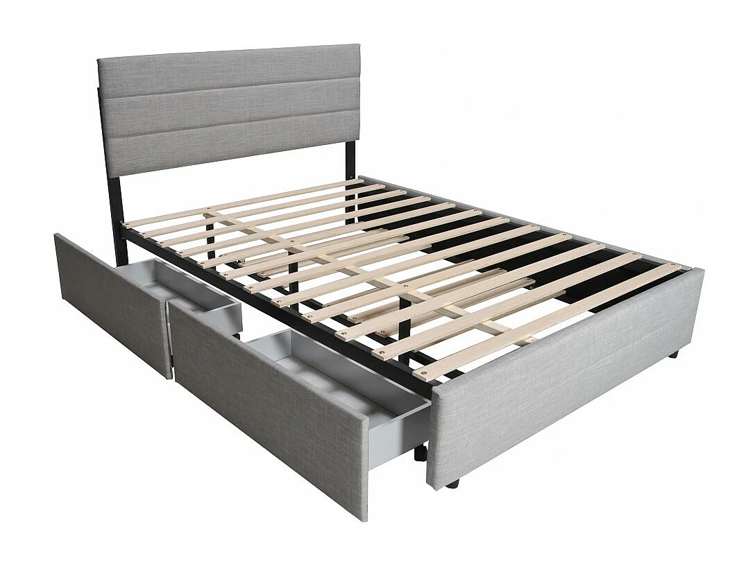 Lit PALERMO 140x200 +1 sommier+2 tiroirs+1 tiroir lit 90x190 / Gris clair