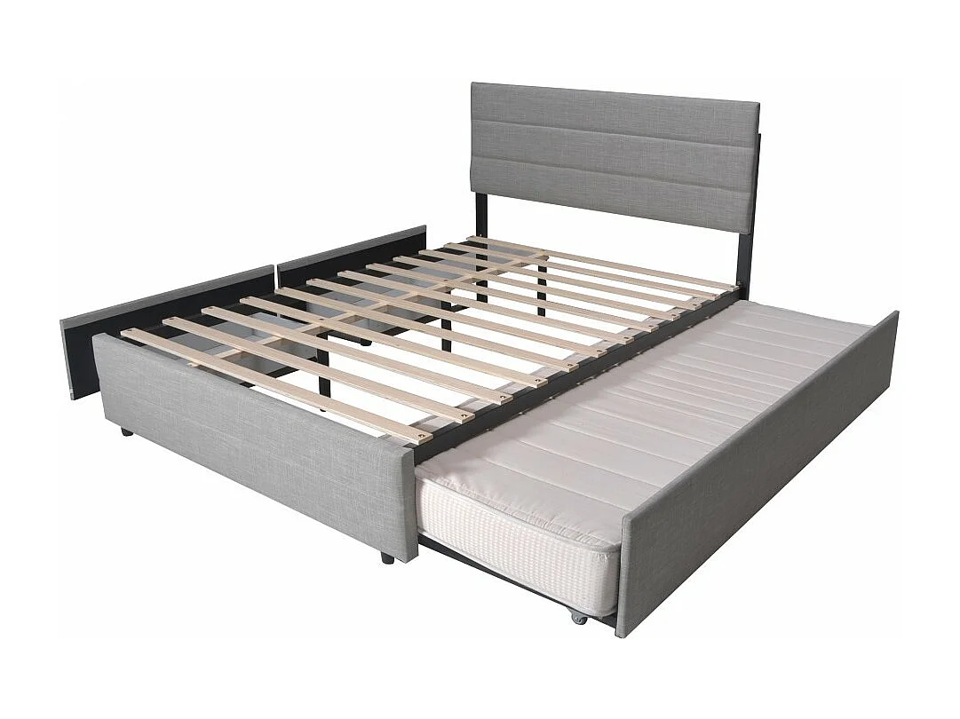 Lit PALERMO 140x200 +1 sommier+2 tiroirs+1 tiroir lit 90x190 / Gris clair