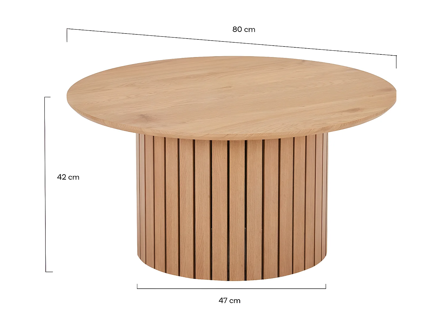 Table basse BAHIA diamètre 80 cm / Décor Chêne artisan