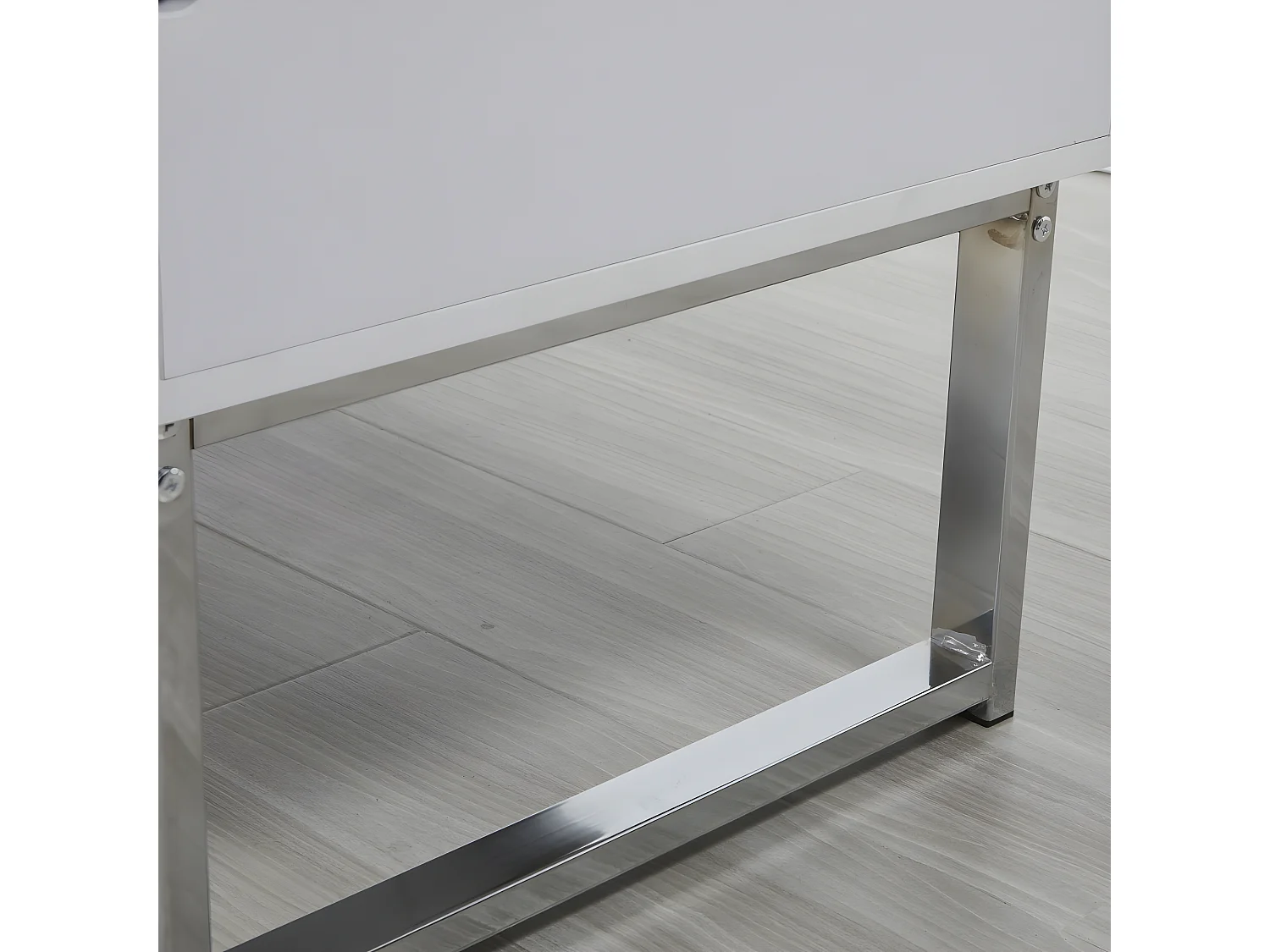 Table basse plateau relevable FLOWER 110x55cm /Blanc et métal chromé