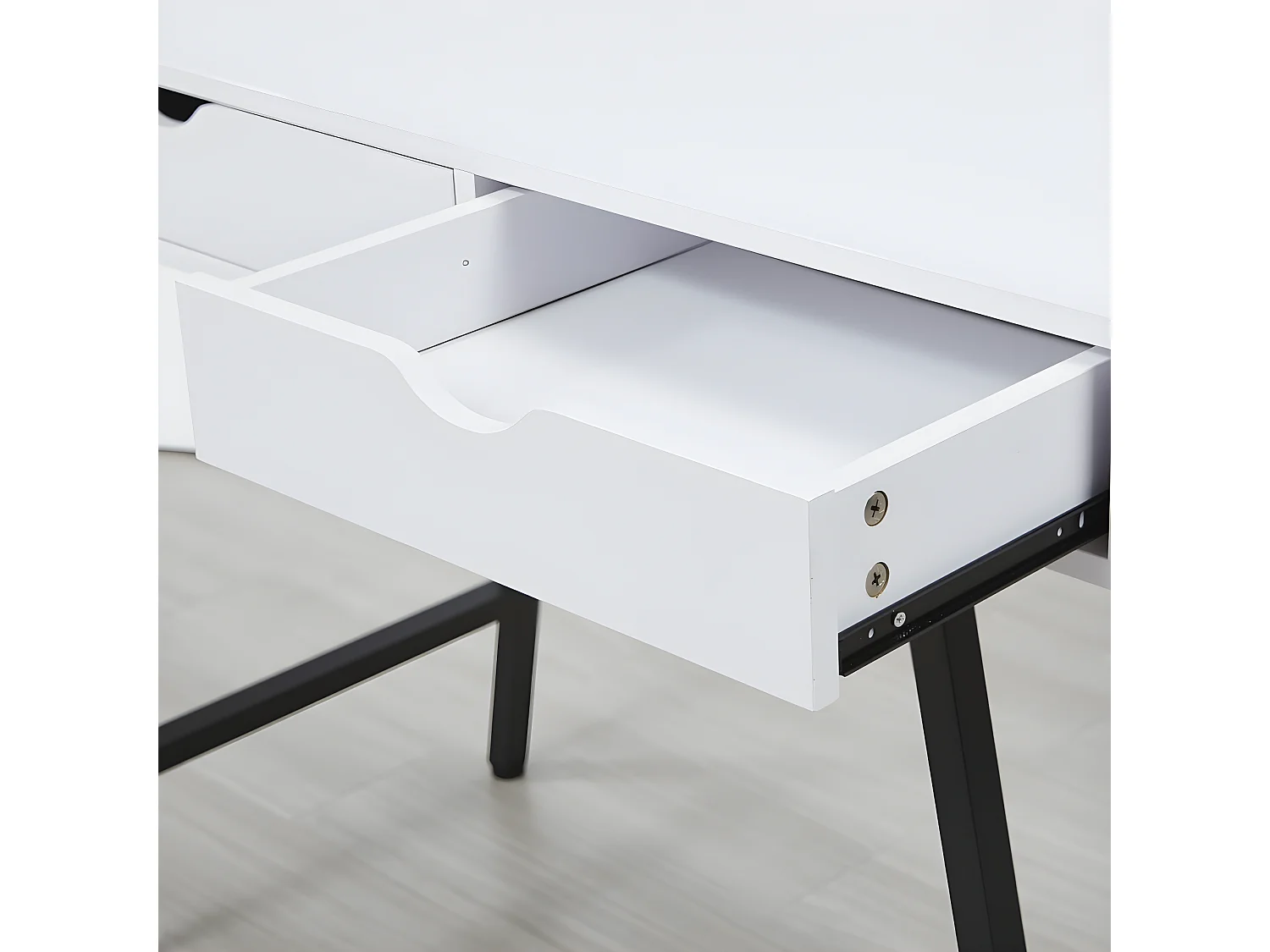Bureau BOSTON 100 x 48 cm/ Blanc et métal noir