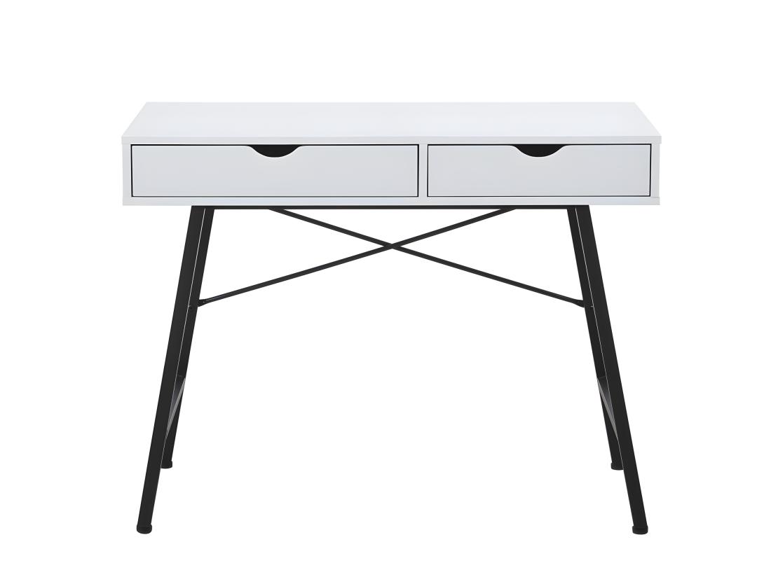 vente unique Bureau BOSTON 100 x 48 cm/ Blanc et métal noir
