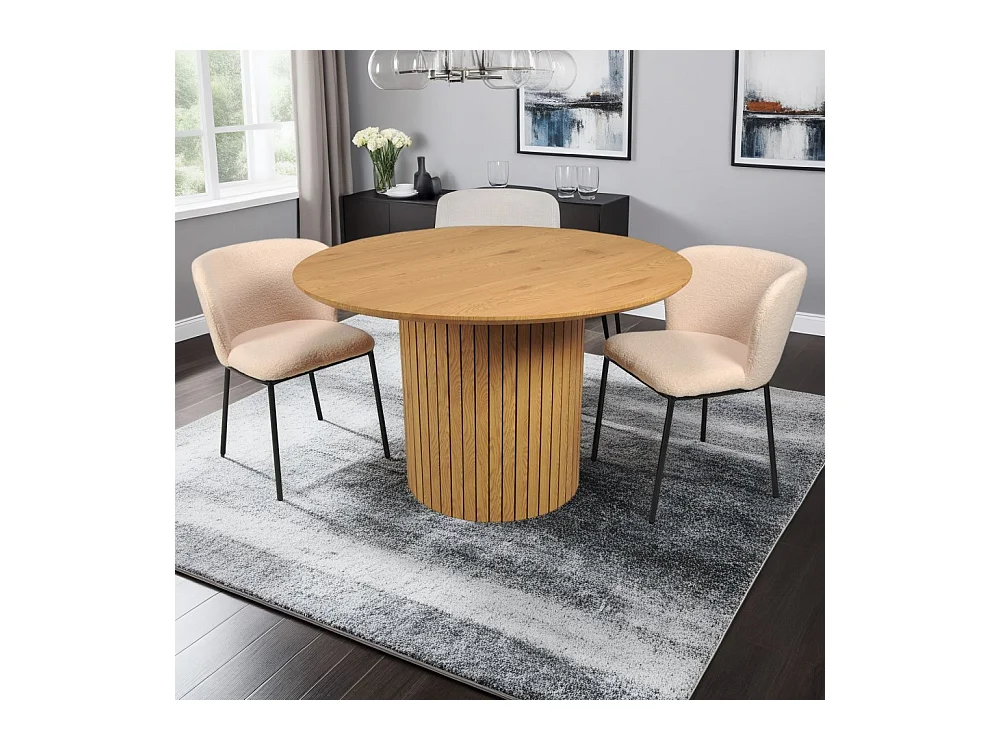 Table à manger BAHIA 6 personnes diamètre 120 cm / Décor Chêne artisan