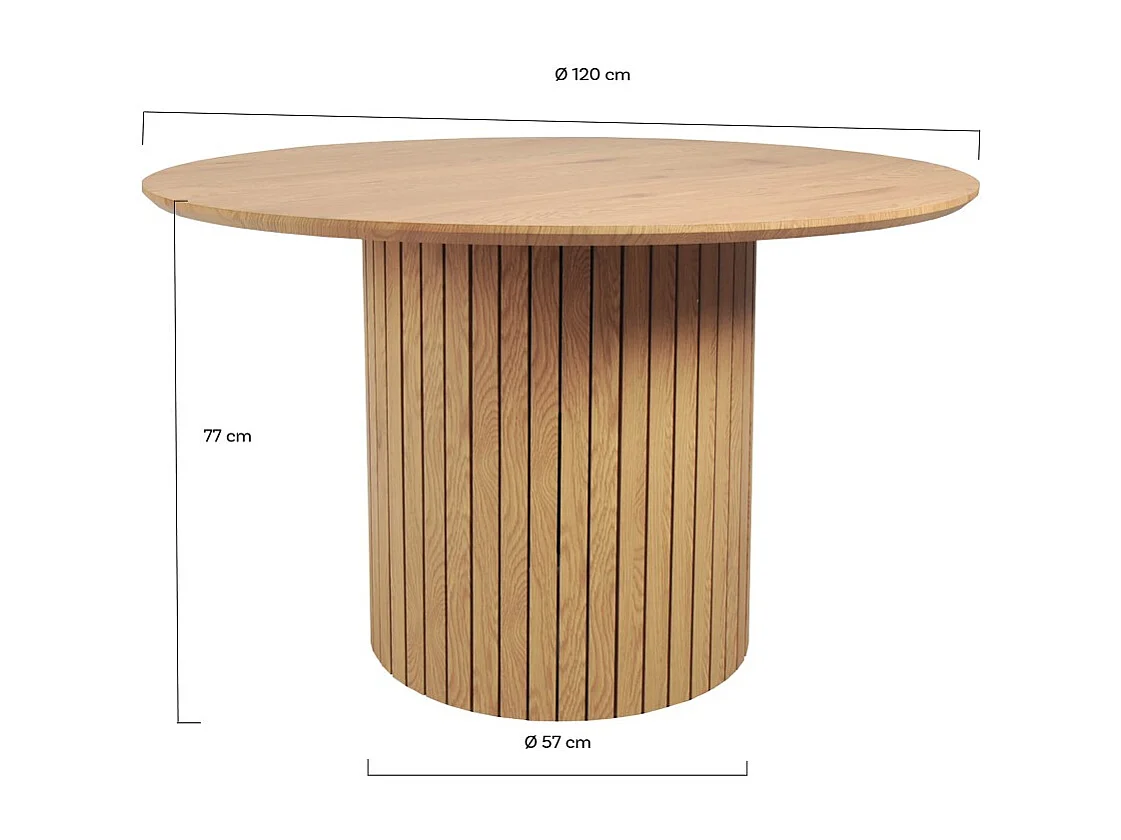 Table à manger BAHIA 6 personnes diamètre 120 cm / Décor Chêne artisan