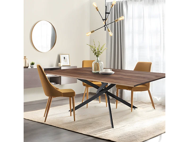 Table à manger ROYALTY 160x90cm - 6 personnes / Décor chêne et piètement noir