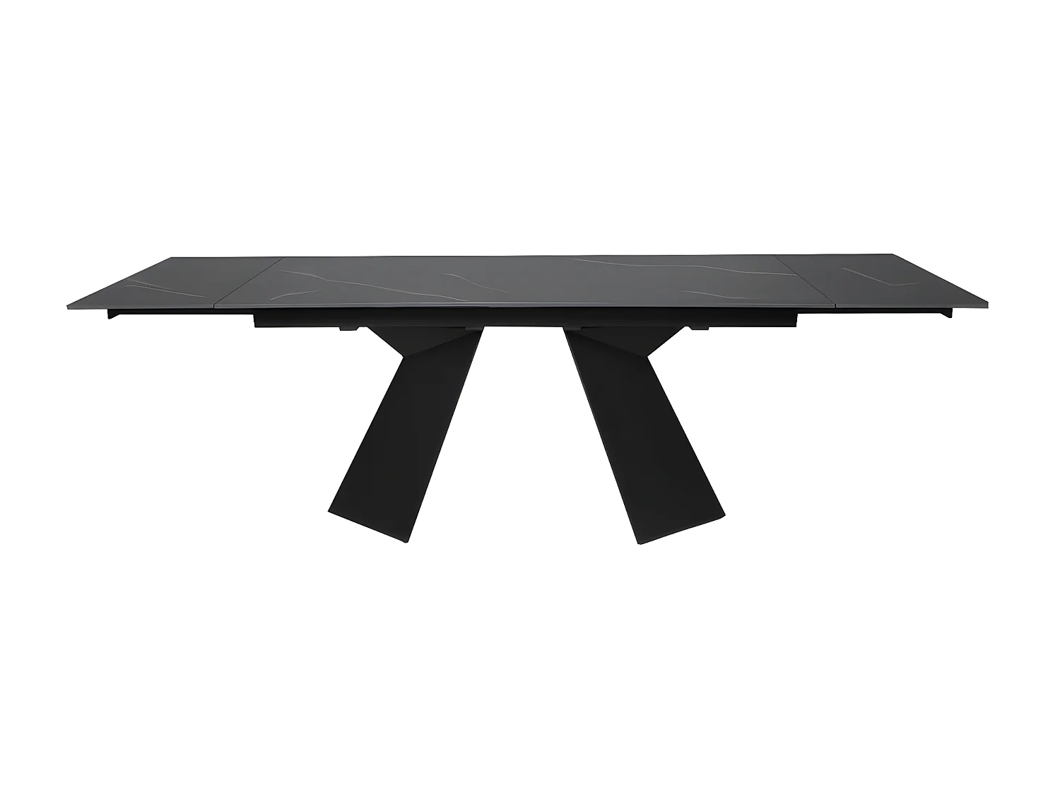 Table à manger extensible en pierre PALACIO 160x90cm + 2 allonges de 40cm - 10 personnes / Noir effet marbre