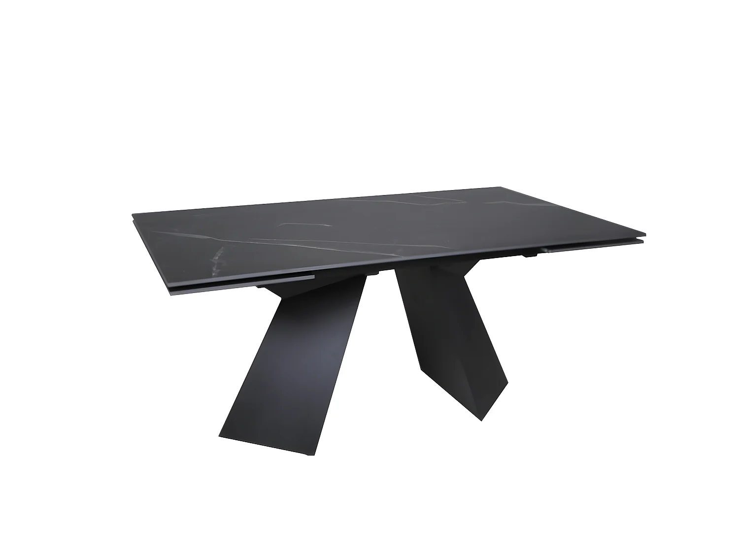 Table à manger extensible en pierre PALACIO 160x90cm + 2 allonges de 40cm - 10 personnes / Noir effet marbre