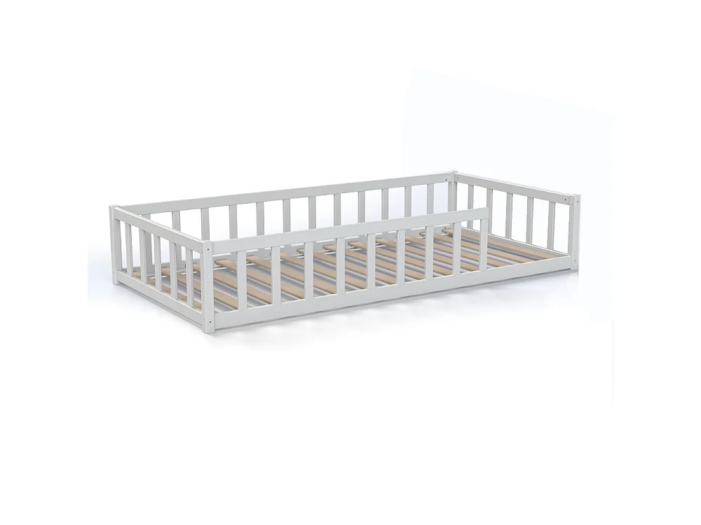 Lit NINO 90x190 + 1 sommier + barrière / Blanc