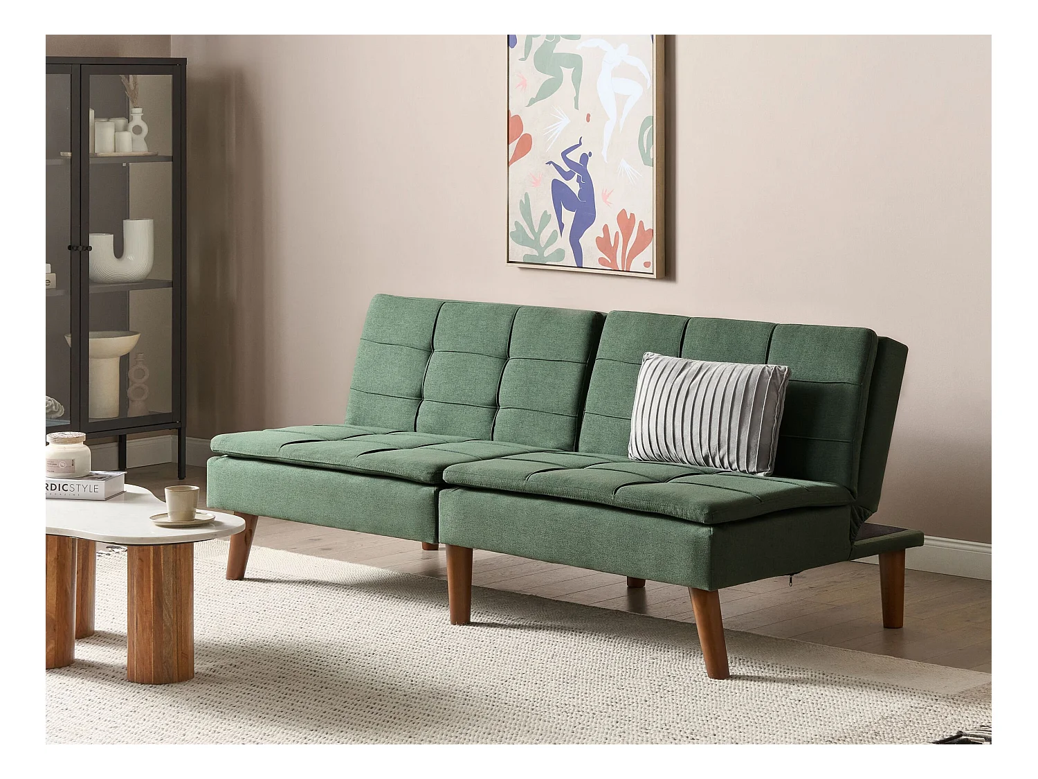 Slaapbank RONNE Stof Donkergroen 3-zitter