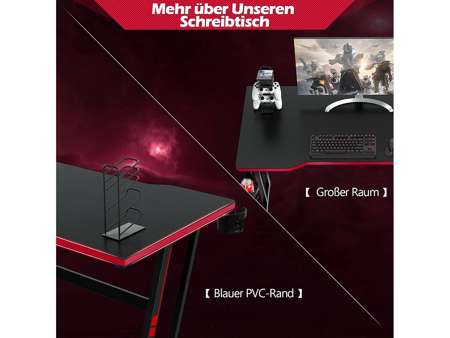 119cm Gaming Tisch Z-förmig